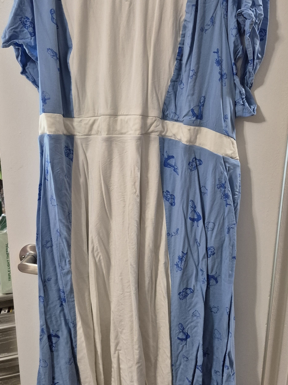 Disney Blue & Cream Midi Dress with Character Silhouettes - Alice In Wonderland